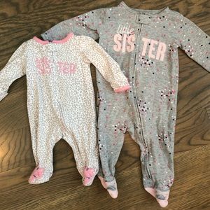 Two Little Sister zip sleepers by Carters